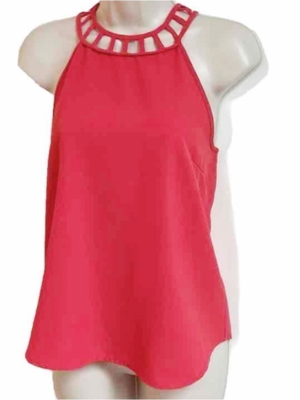 Women's Red Cage-Neck Sleeveless Camisole
